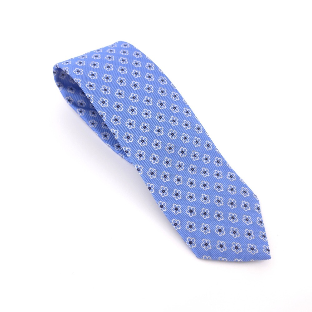 Brooks Brothers Makers and Merchant Mens Tie Silk Blue Floral Medallion USA made